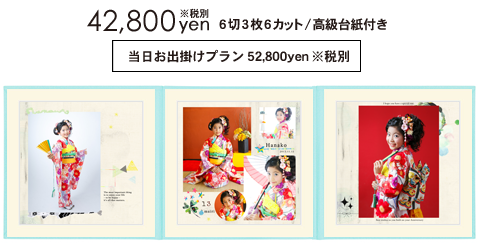 42,800円税別,6切3枚6カット/高級台紙付き